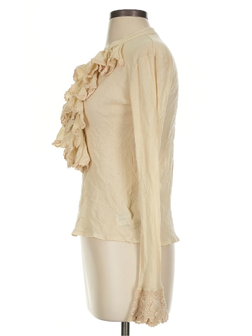Ralph Lauren Black Label Ruffle Blouse Victorian Boho Top Lace Crochet Blouse S - Picture 6 of 7